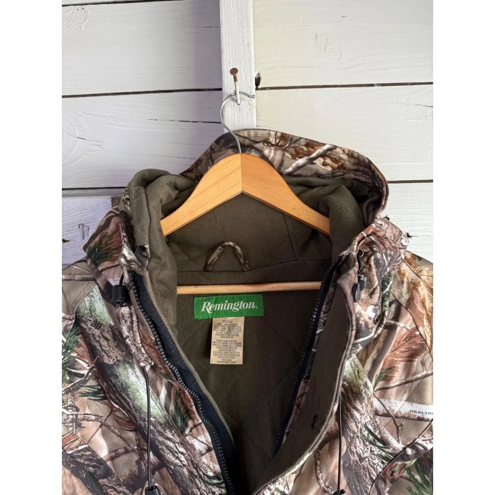 Remington Mens Realtree Camo Hunting Jacket Quilted Lined Hooded Brown 3X
